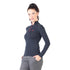 Seitenansicht des anthrazitfarbenen Langarmshirts