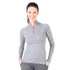 Graues langes Oberteil mit pinken Zip und Logo
