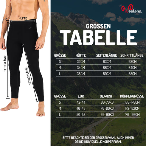 GrĂśĂentabelle fĂźr Merino Leggings fĂźr Herren