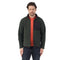 Mann mit Merinojacke Polar -Fleece in grün mit vielen Taschen.