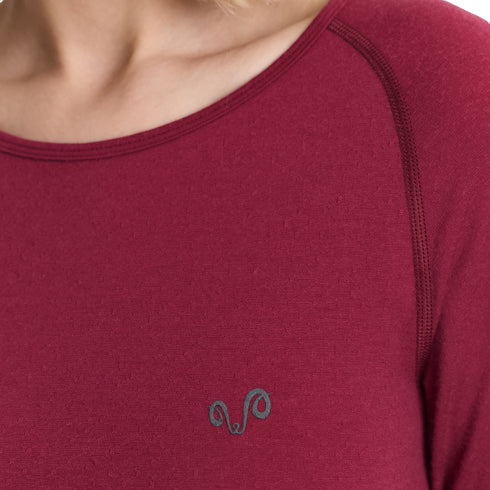 Pflaumenrotes Seamless Langarmshirt mit Woolona Logo