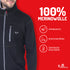 Mann in einem atmungsaktiven schwarzen Merino-Hoodie.