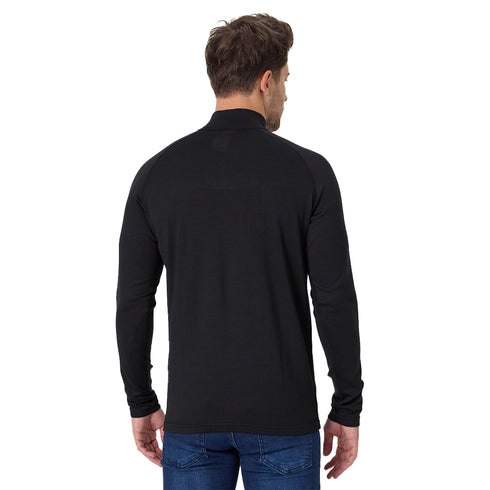 Schwarzer Merino Pullover mit Kragen für Herren.