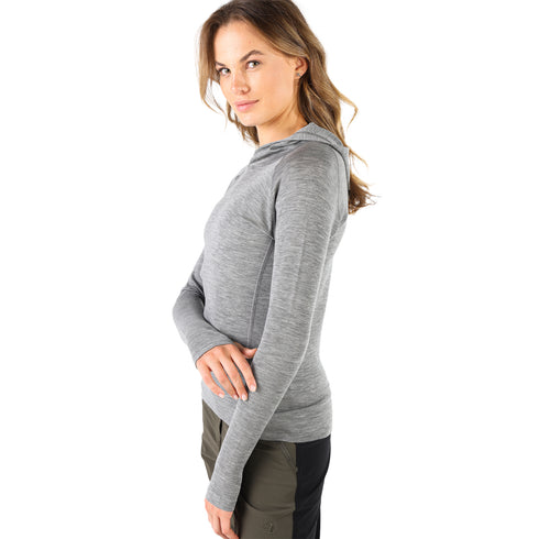 Hoodie aus Merinowolle für Damen in der Farbe Grau