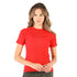 Kurzarmshirt Damen in Leuchtrot aus Merinowolle